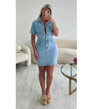 Blue cotton denim dress