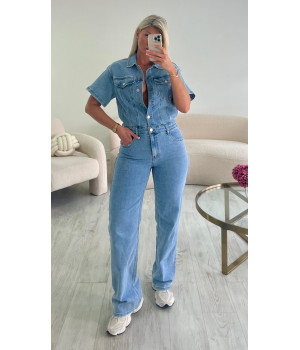 Premium blue denim jumpsuit