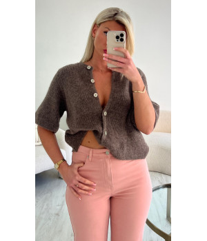 Top/gilet mocca boutons nacrés